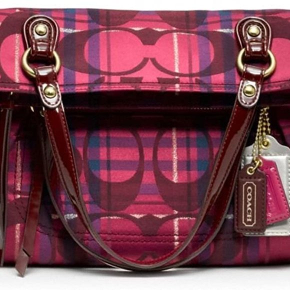 Like New Rare Coach Poppy Tartan Foldover Shoulder Bag or Cossbody Bag Purse - Picture 4 of 16